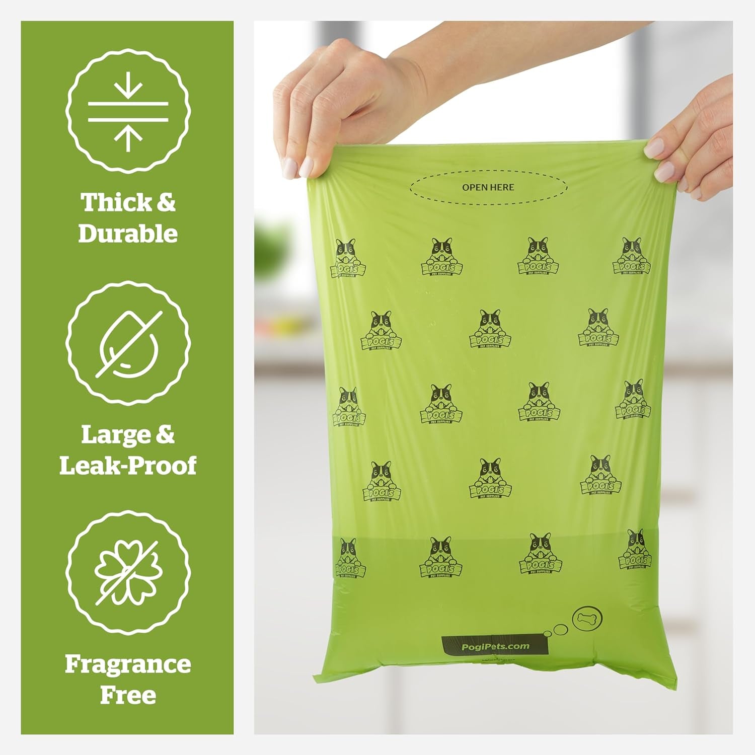 Pogi’S Dog Poop Bags – Leak-Proof & Extra Thick Pet Waste Bags (Unscented, 30 Rolls, 450-Count)