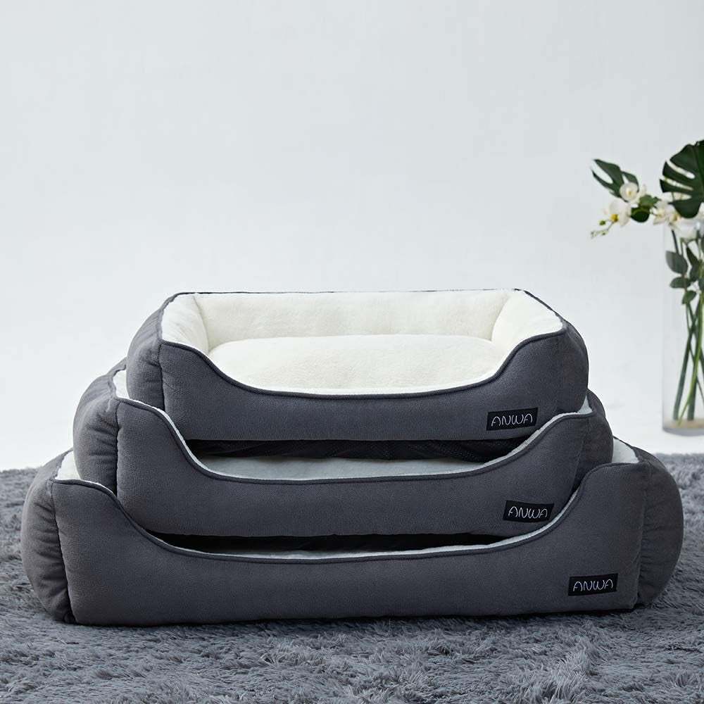 Luxurious Deep Grey Dog Bed for Medium Dogs - Washable, Travel-Friendly Comfort for Your Furry Friend