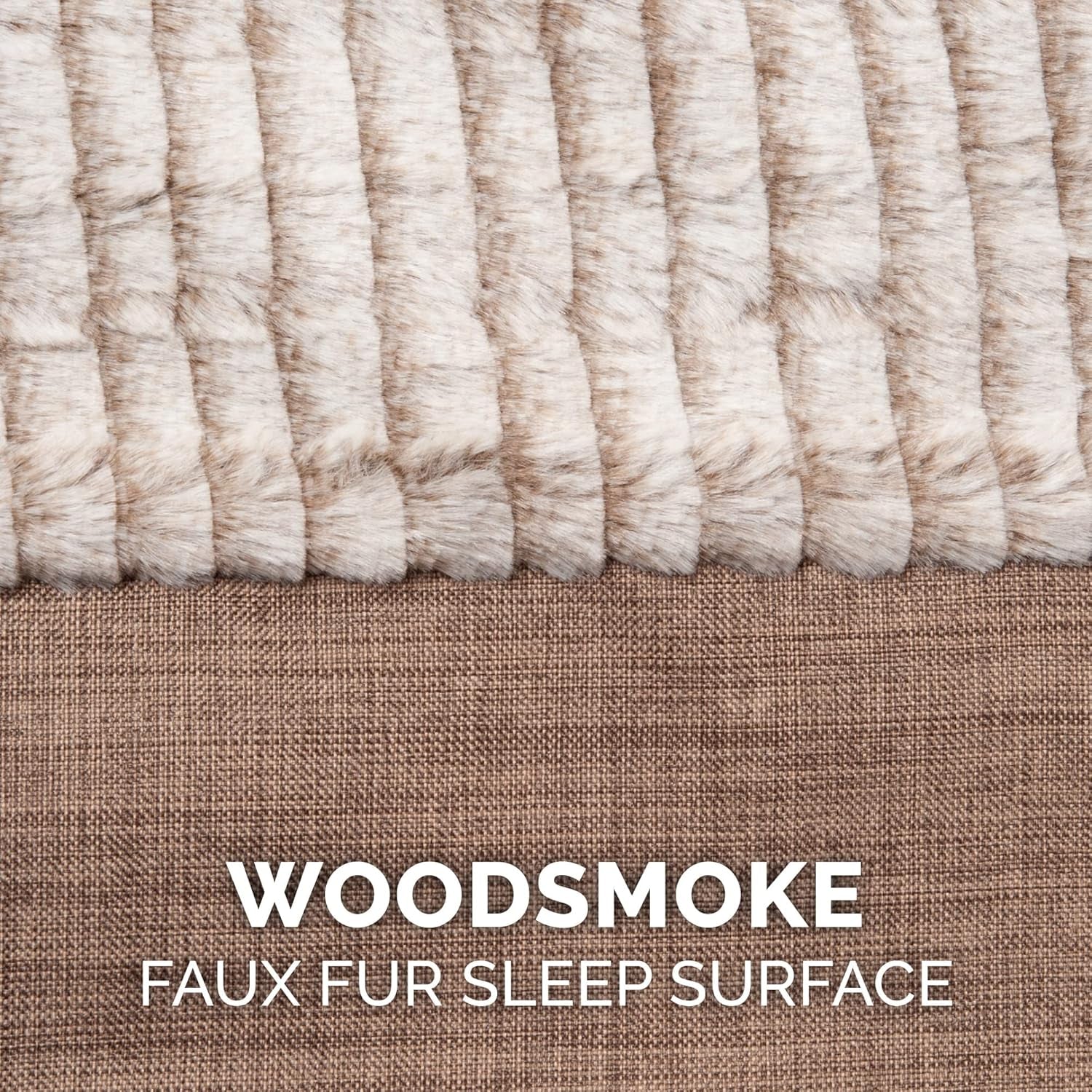 Luxurious Orthopedic Dog Bed with Removable Bolsters & Washable Cover - Perfect for Dogs Up to 55 Lbs - Soft Faux Fur & Performance Linen in Woodsmoke