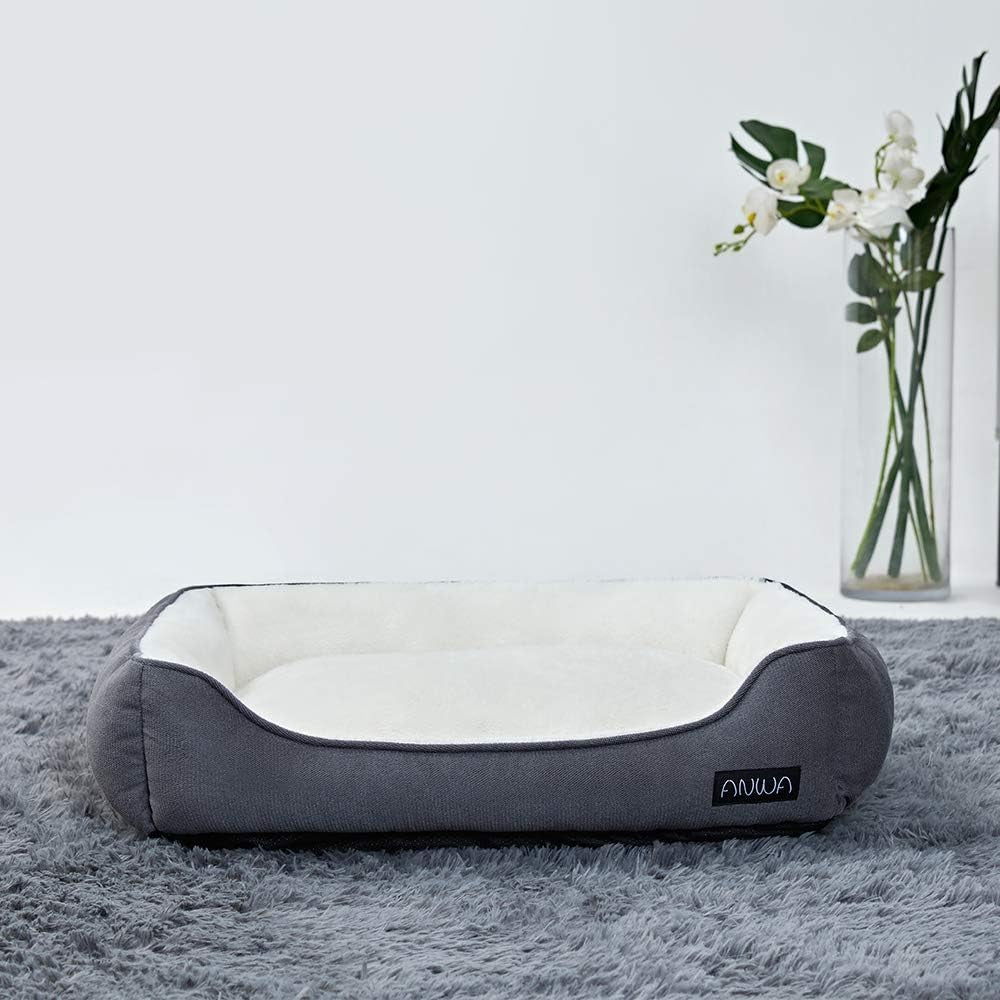 Luxurious Deep Grey Dog Bed for Medium Dogs - Washable, Travel-Friendly Comfort for Your Furry Friend
