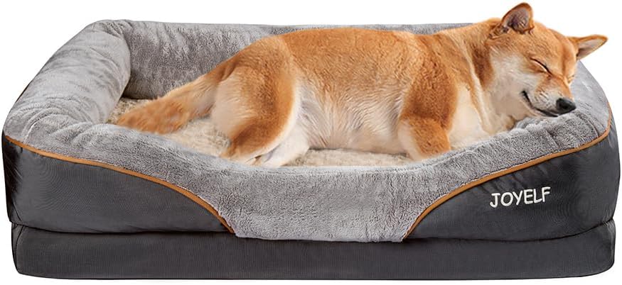 Luxurious Large Memory Foam Dog Bed - Orthopedic Comfort with Removable Washable Cover & Bonus Squeaker Toy