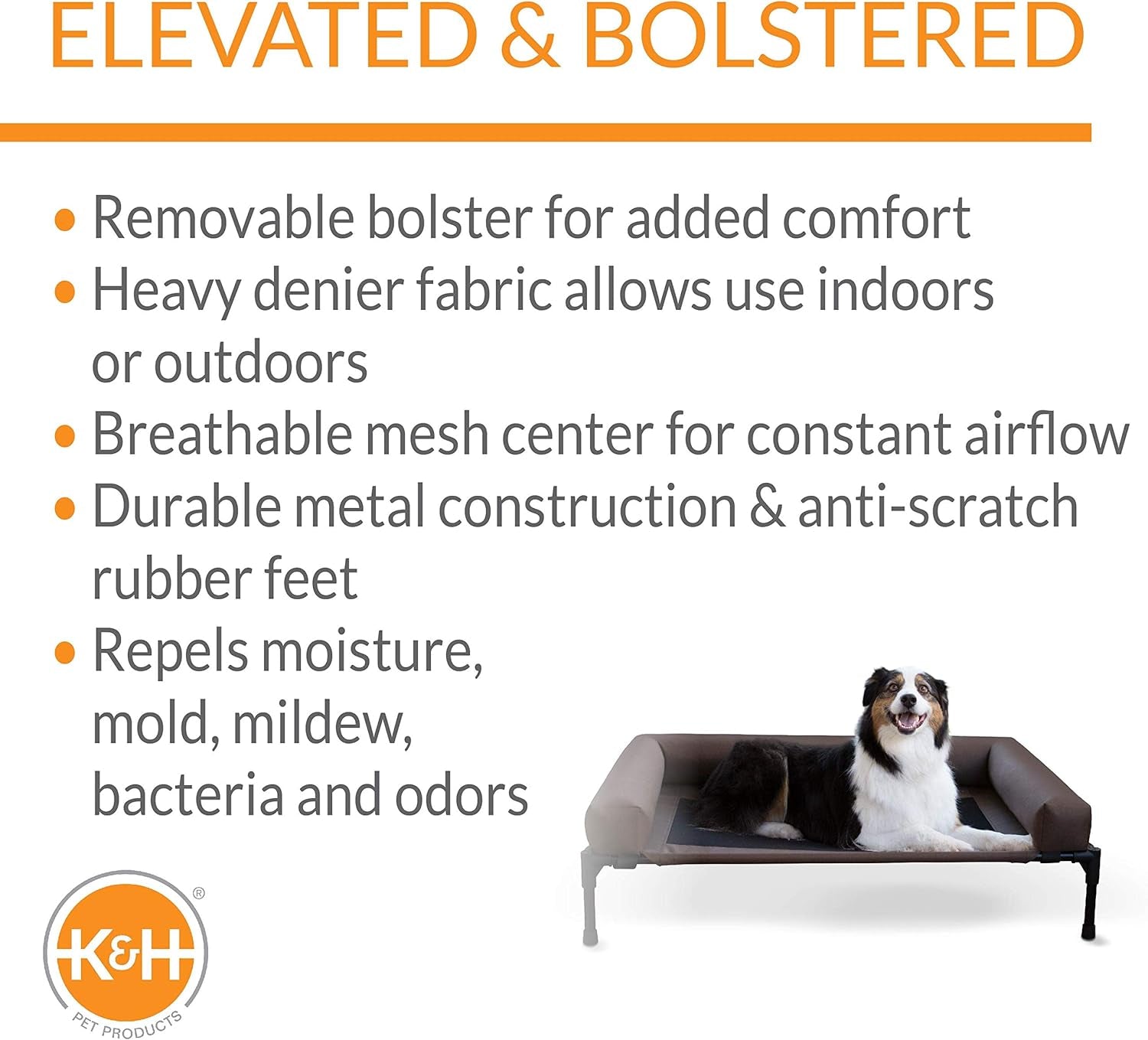 Ultimate Comfort for Your Furry Friend: Original Bolster Elevated Dog Bed - Chocolate/Black Mesh, Large 30" x 42"