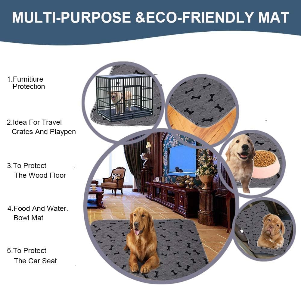 Ultimate Washable Dog Pee Pads with Free Grooming Gloves - Non-Slip, Super Absorbent, and Reusable for Potty Training and Playpens