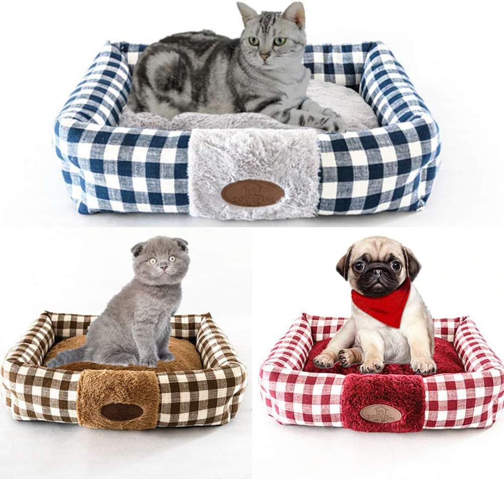 Luxurious Large Cat & Dog Bed - Plush, Machine Washable, Slip-Resistant Comfort for Your Furry Friends