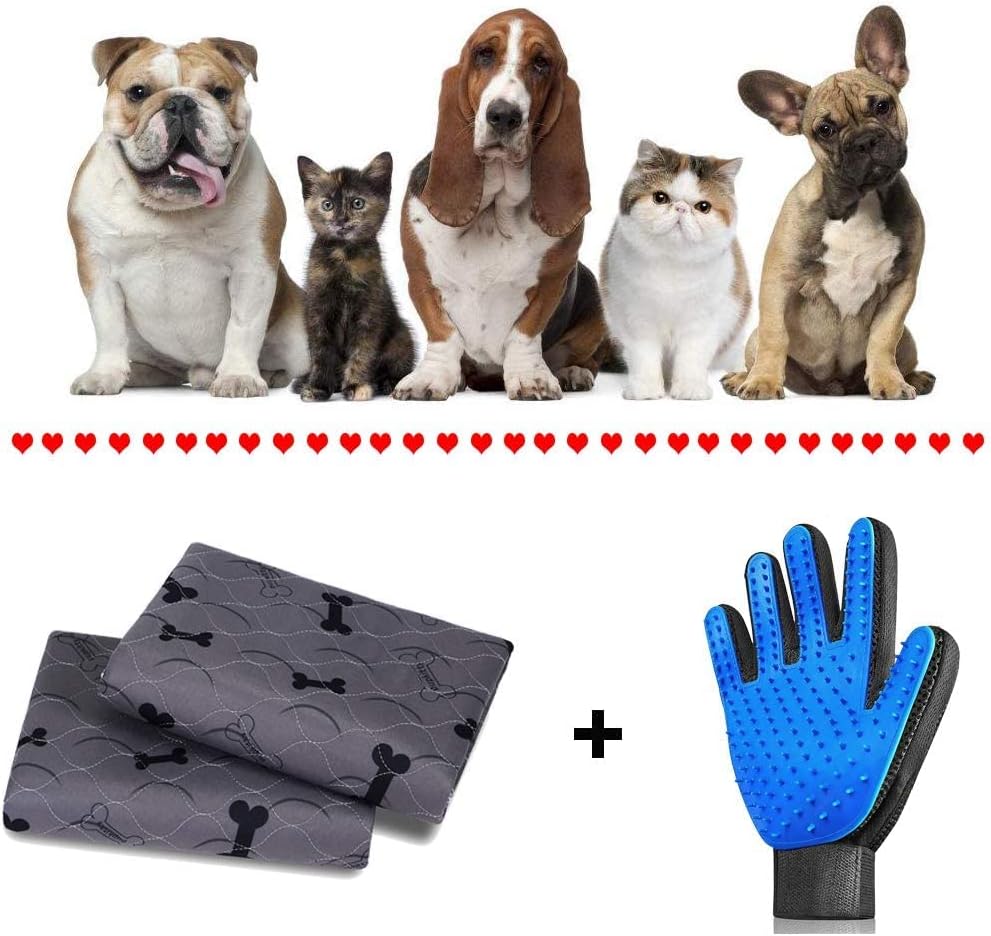 Ultimate Washable Dog Pee Pads with Free Grooming Gloves - Non-Slip, Super Absorbent, and Reusable for Potty Training and Playpens