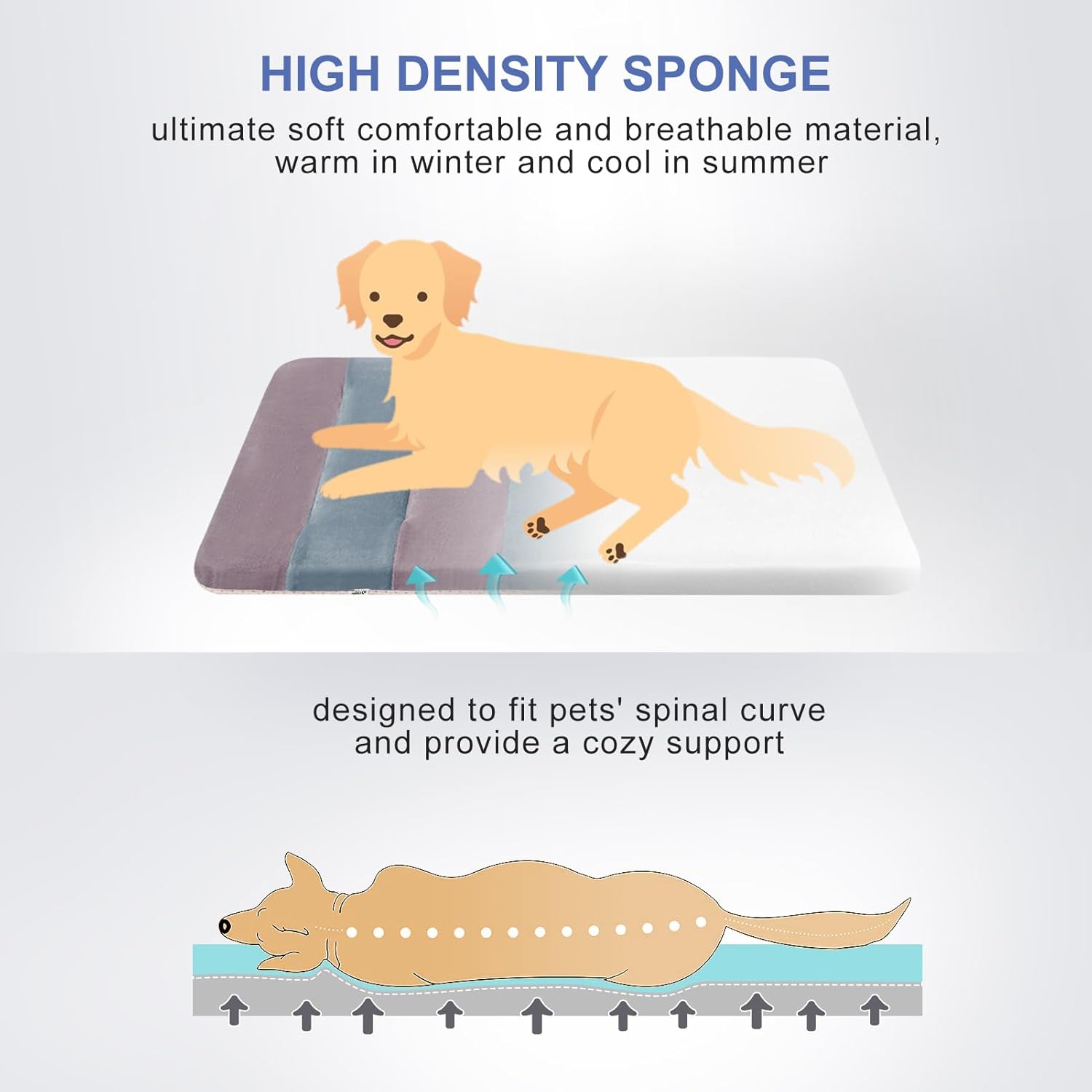 Ultimate Comfort Large Dog Bed Crate Pad - Washable Non-Slip Mattress for All Breeds in Stylish Mix Lilac Grey