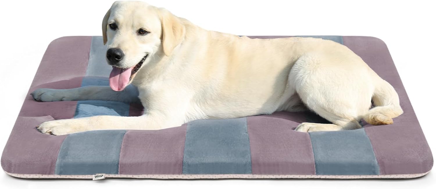 Ultimate Comfort Large Dog Bed Crate Pad - Washable Non-Slip Mattress for All Breeds in Stylish Mix Lilac Grey