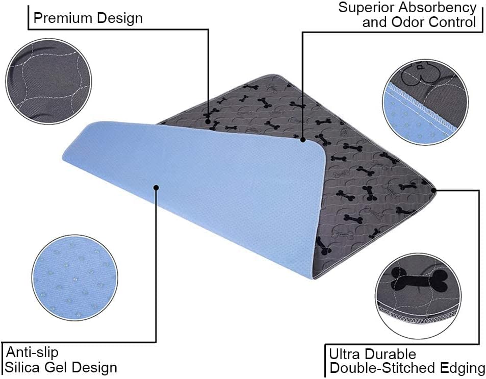 Ultimate Washable Dog Pee Pads with Free Grooming Gloves - Non-Slip, Super Absorbent, and Reusable for Potty Training and Playpens