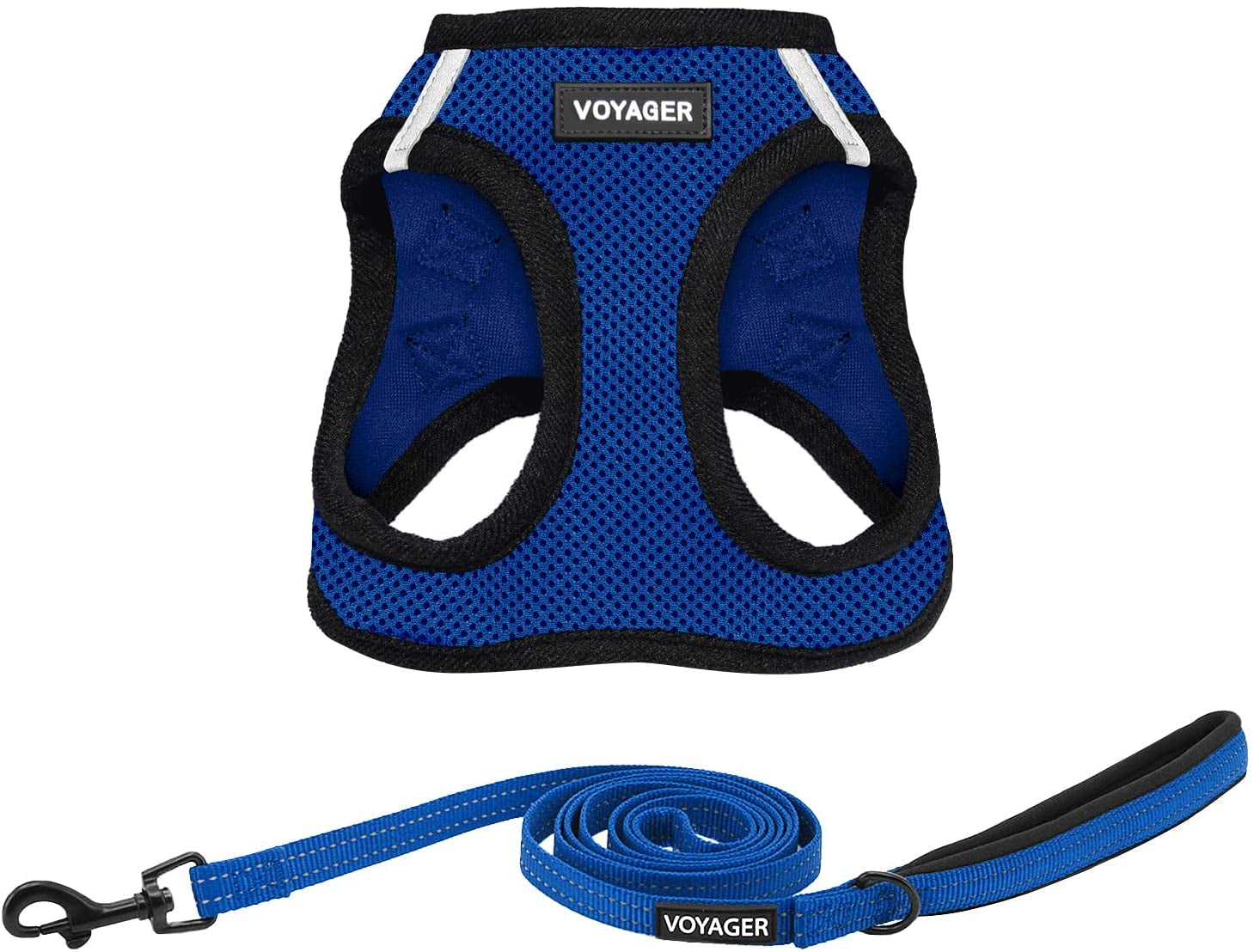 Voyager Step-In Air All Weather Mesh Harness & Reflective Leash Set - Perfect for Small to Large Dogs and Cats - Royal Blue XXS