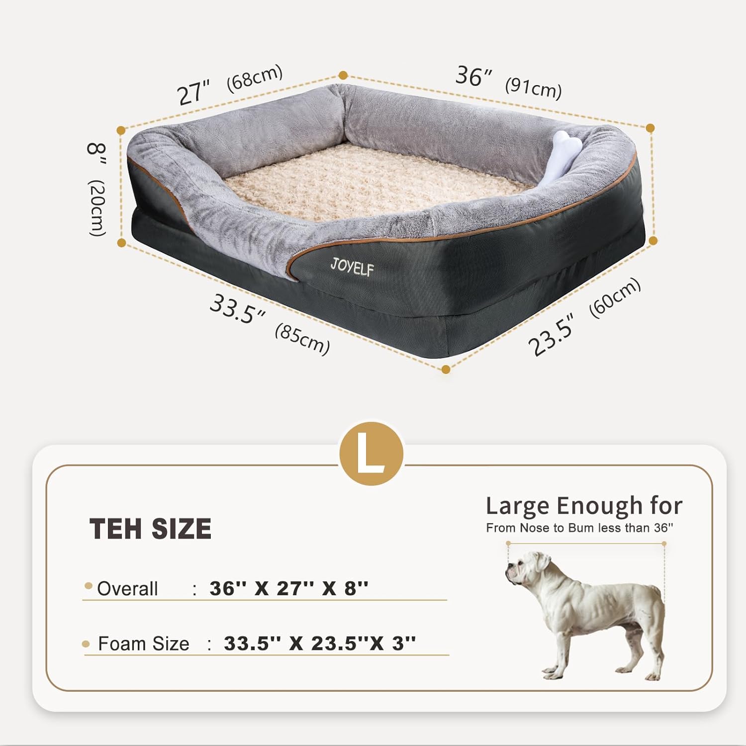 Luxurious Large Memory Foam Dog Bed - Orthopedic Comfort with Removable Washable Cover & Bonus Squeaker Toy