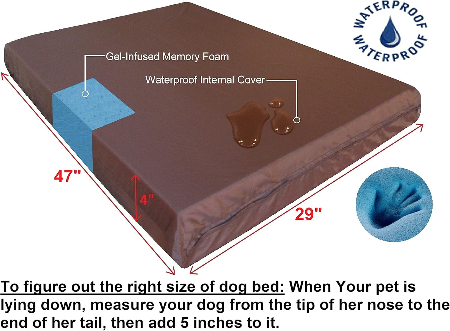 Extra Large Orthopedic Memory Foam Dog Bed - Ultimate Comfort with Waterproof Cover and Machine Washable Design for Large Breeds