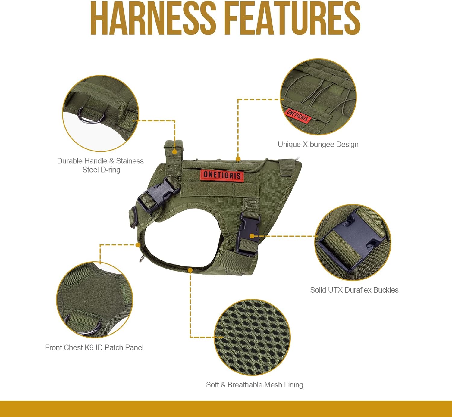 Ultimate Tactical Dog Harness: No-Pull, Breathable, and Adjustable Pet Vest with Handle for Outdoor Adventures (Ranger Green, Small)