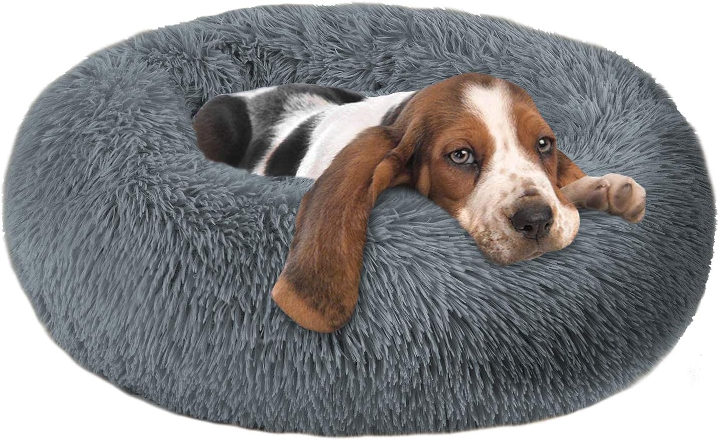 Cuddler Dog Bed - Soft Faux Fur Donut Pillow Design | Machine Washable & Non-Slip | Perfect for All Breeds