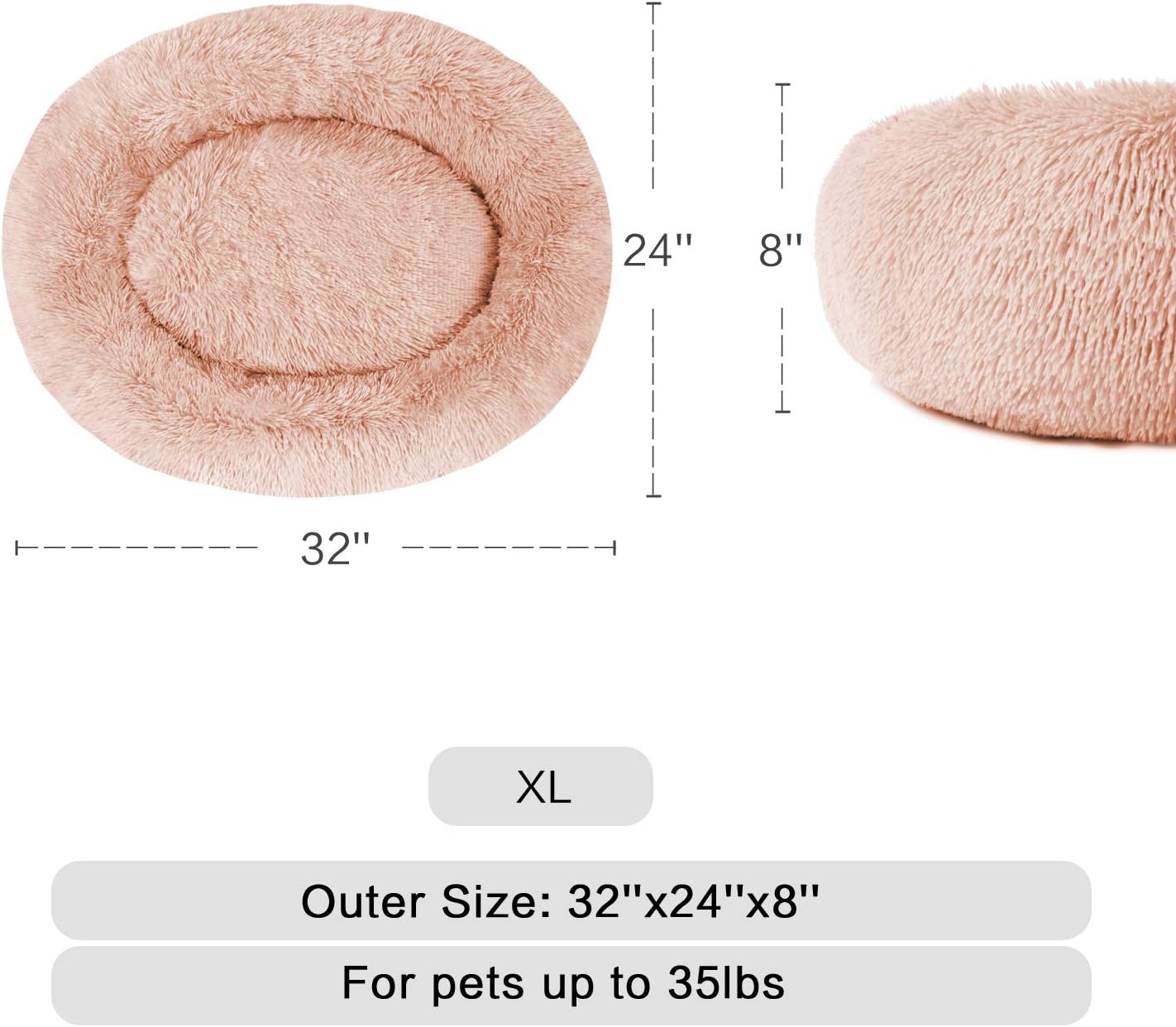 Cozy Round Dog Bed Cuddler - Washable Faux Fur Pet Bed for Cats and Medium Dogs, Perfect for Comfort and Security