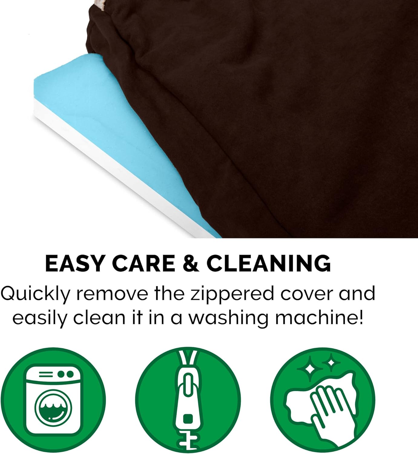 Luxurious Cooling Gel Dog Bed with Removable Washable Cover - Perfect for Large and Medium Dogs Up to 55 lbs - Cozy Berber & Suede Design in Espresso