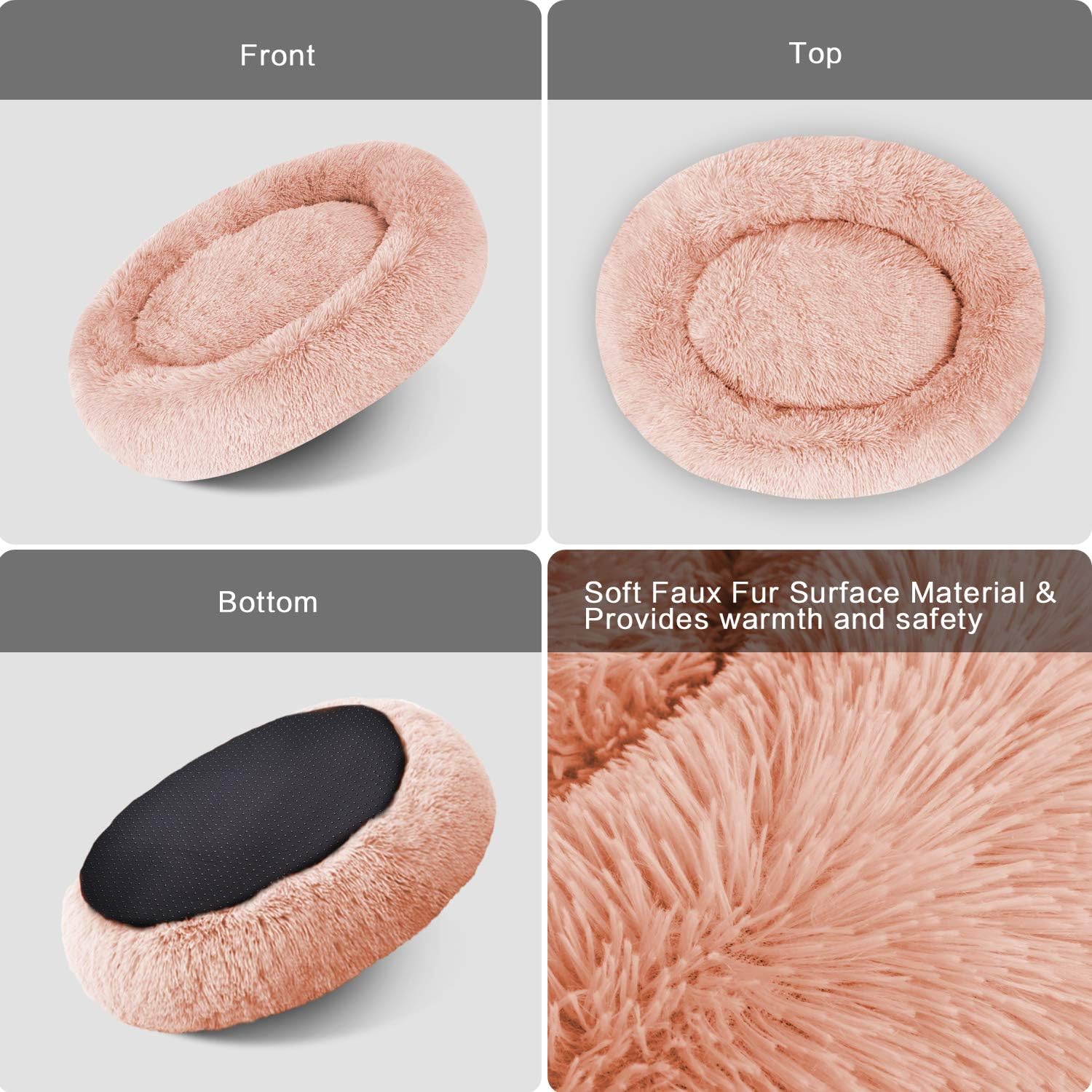 Cozy Round Dog Bed Cuddler - Washable Faux Fur Pet Bed for Cats and Medium Dogs, Perfect for Comfort and Security
