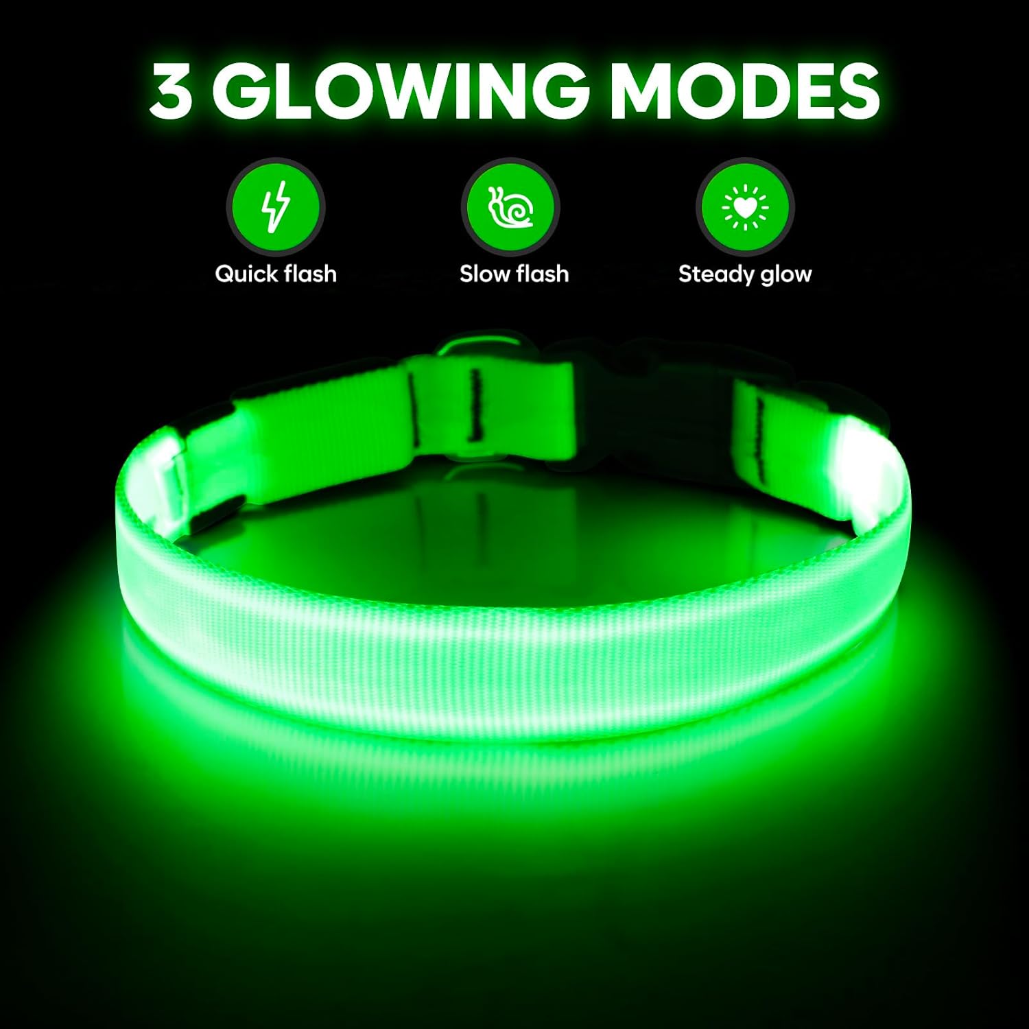 Illuminate Your Dog's Safety with Our Rechargeable LED Dog Collar - Perfect for Night Walks and Outdoor Adventures (Green, Large)