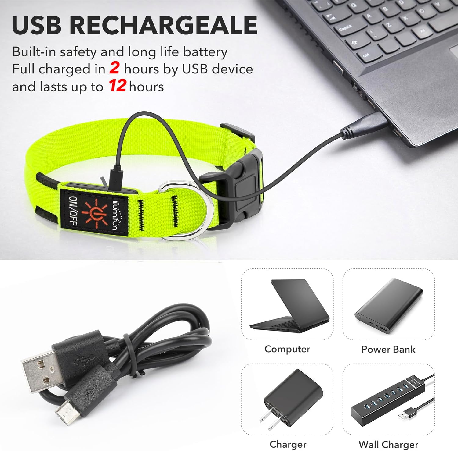 Illuminate Your Dog's Safety with Our Rechargeable LED Dog Collar - Perfect for Night Walks and Outdoor Adventures (Green, Large)