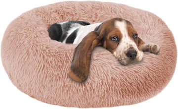 Cozy Round Dog Bed Cuddler - Washable Faux Fur Pet Bed for Cats and Medium Dogs, Perfect for Comfort and Security