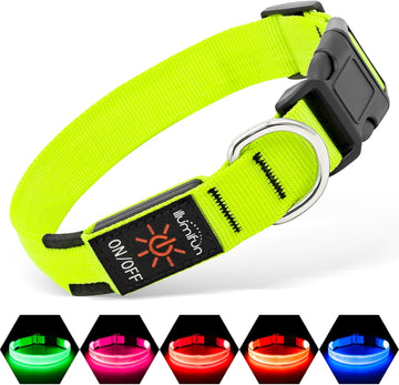 Illuminate Your Dog's Safety with Our Rechargeable LED Dog Collar - Perfect for Night Walks and Outdoor Adventures (Green, Large)