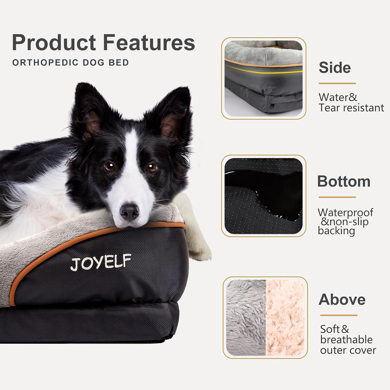 Luxurious Large Memory Foam Dog Bed - Orthopedic Comfort with Removable Washable Cover & Bonus Squeaker Toy