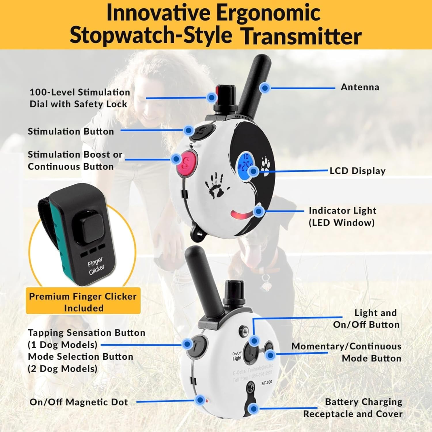 Elevate Your Dog Training with the ZEN-300 E-Collar Mini Remote Training System – 1/2 Mile Range, Waterproof, Rechargeable, and 100 Stimulation Levels for Small to Medium Dogs