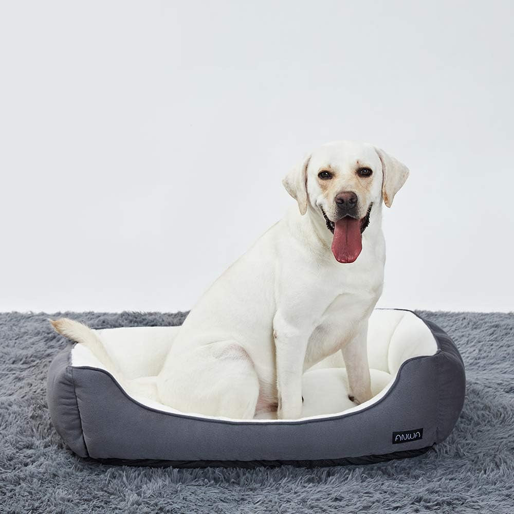 Luxurious Deep Grey Dog Bed for Medium Dogs - Washable, Travel-Friendly Comfort for Your Furry Friend