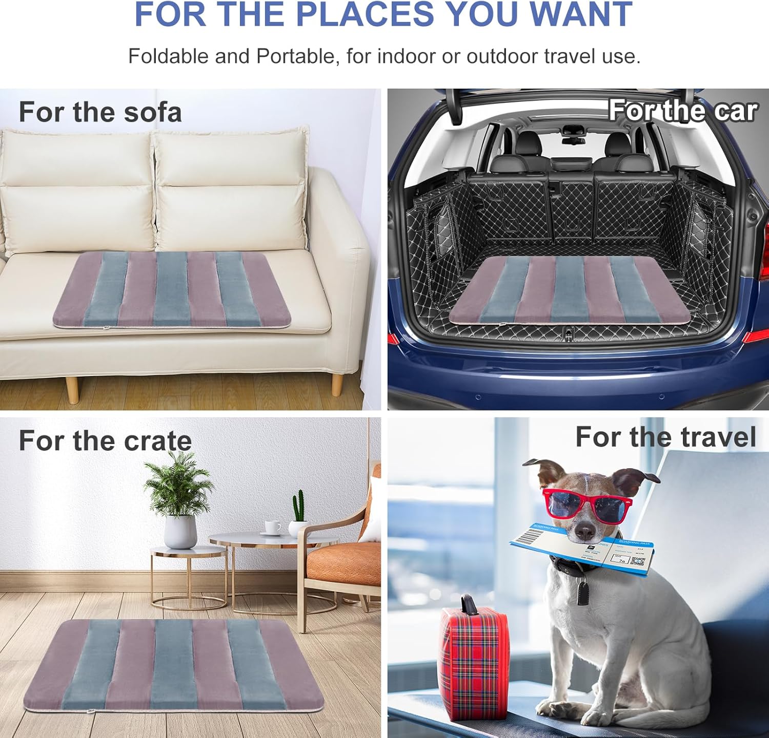 Ultimate Comfort Large Dog Bed Crate Pad - Washable Non-Slip Mattress for All Breeds in Stylish Mix Lilac Grey