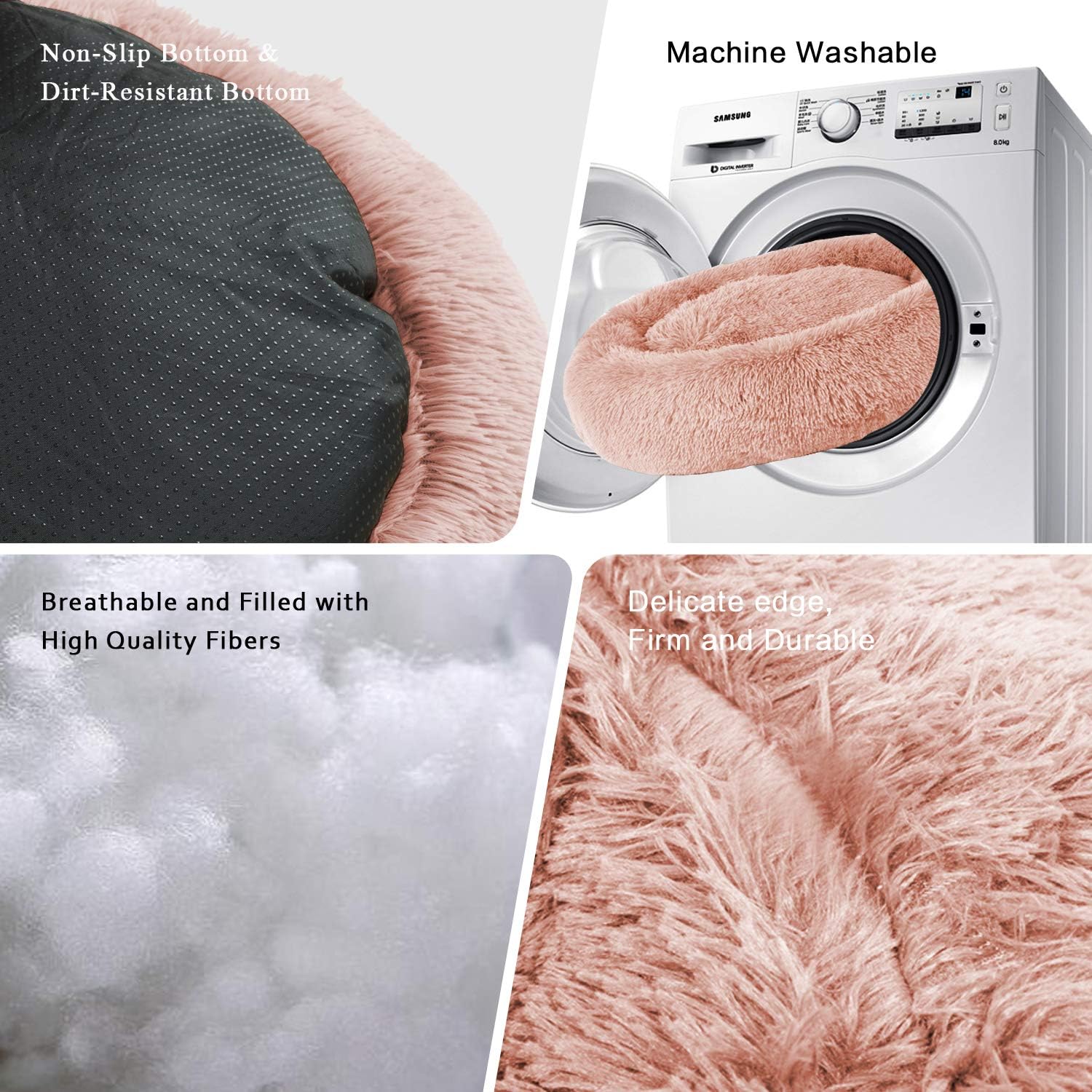 Cozy Round Dog Bed Cuddler - Washable Faux Fur Pet Bed for Cats and Medium Dogs, Perfect for Comfort and Security