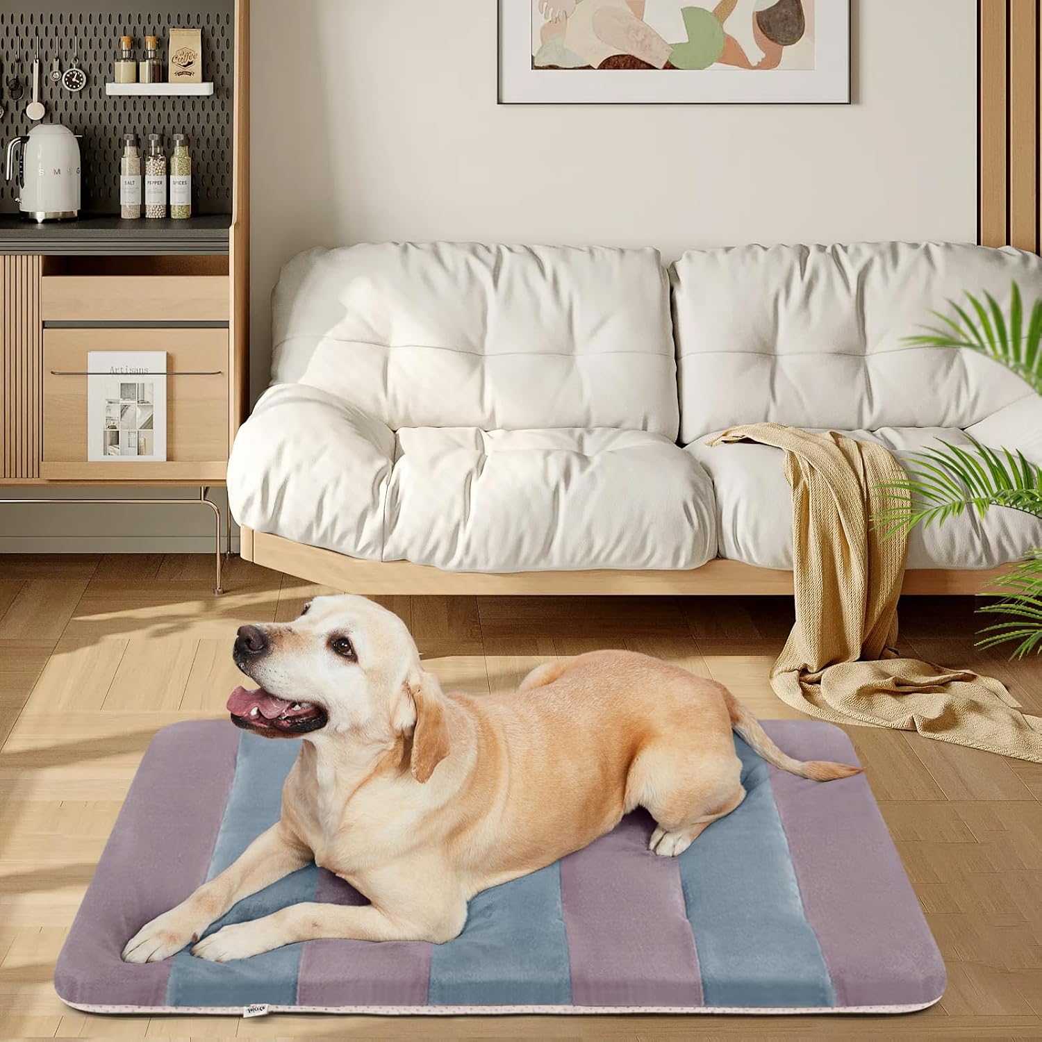 Ultimate Comfort Large Dog Bed Crate Pad - Washable Non-Slip Mattress for All Breeds in Stylish Mix Lilac Grey