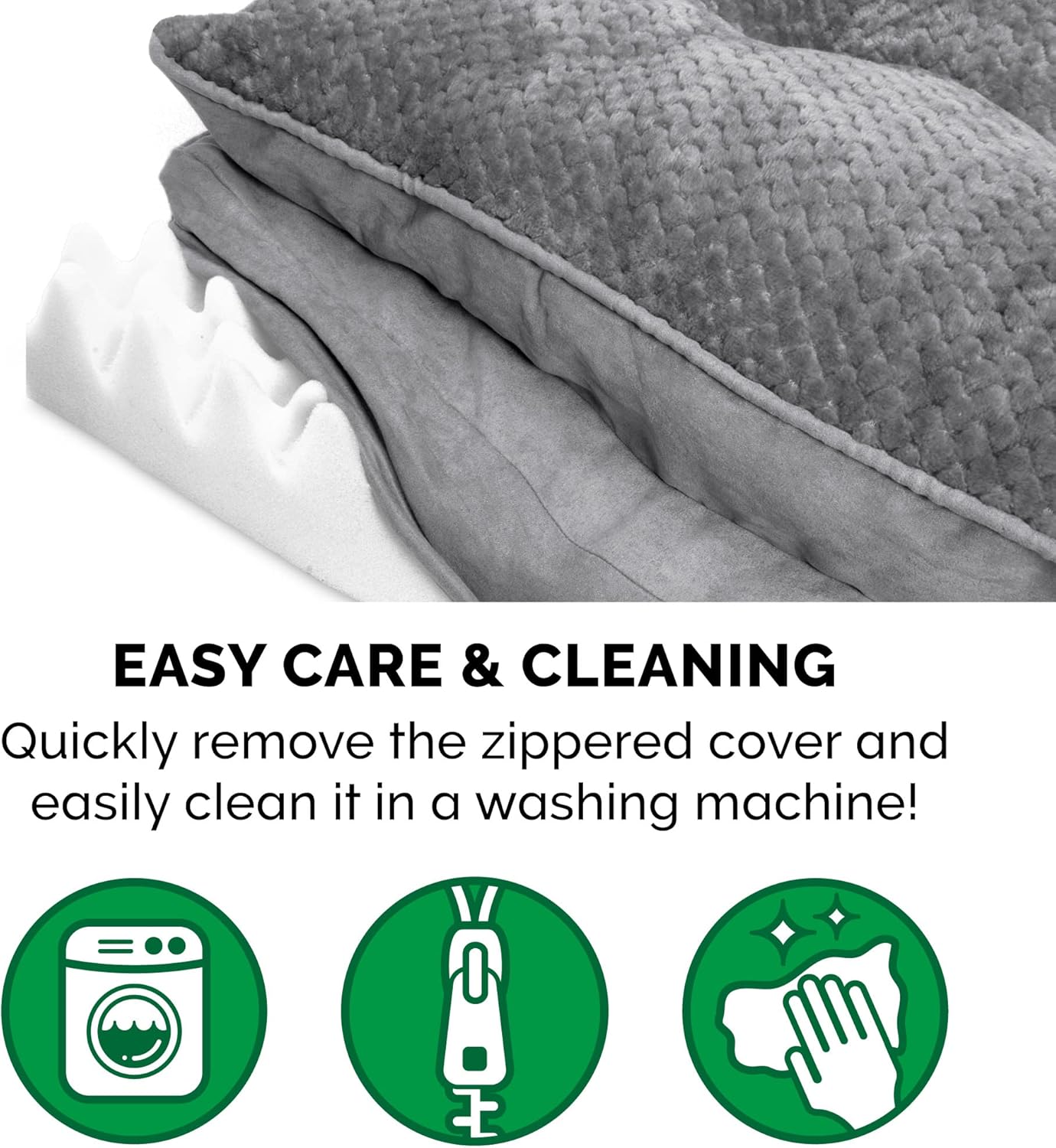 Luxurious Orthopedic Dog Bed with Removable Washable Cover - Perfect for Medium & Small Dogs Up to 35 lbs - Soft Minky Plush & Suede Pillow Top in Stylish Titanium Gray