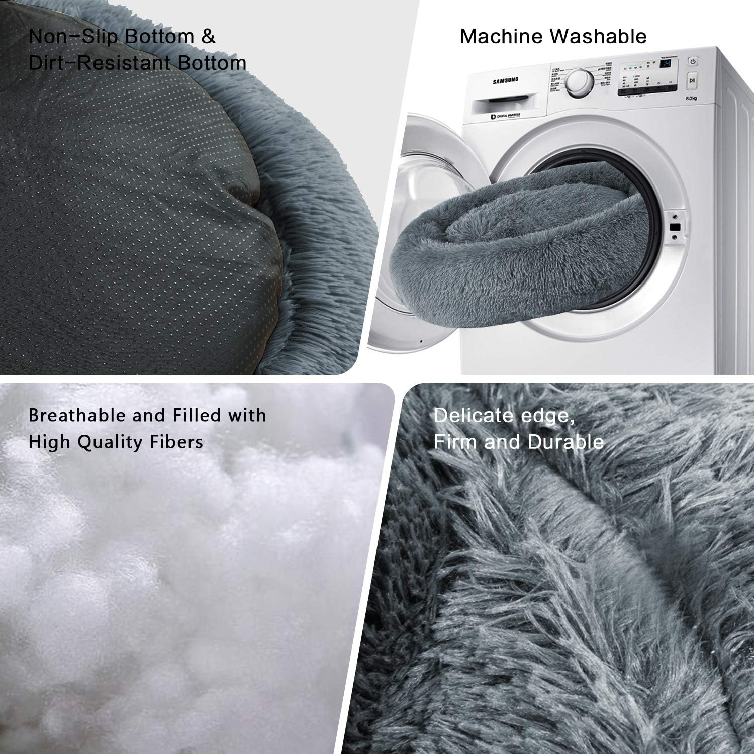 Cuddler Dog Bed - Soft Faux Fur Donut Pillow Design | Machine Washable & Non-Slip | Perfect for All Breeds