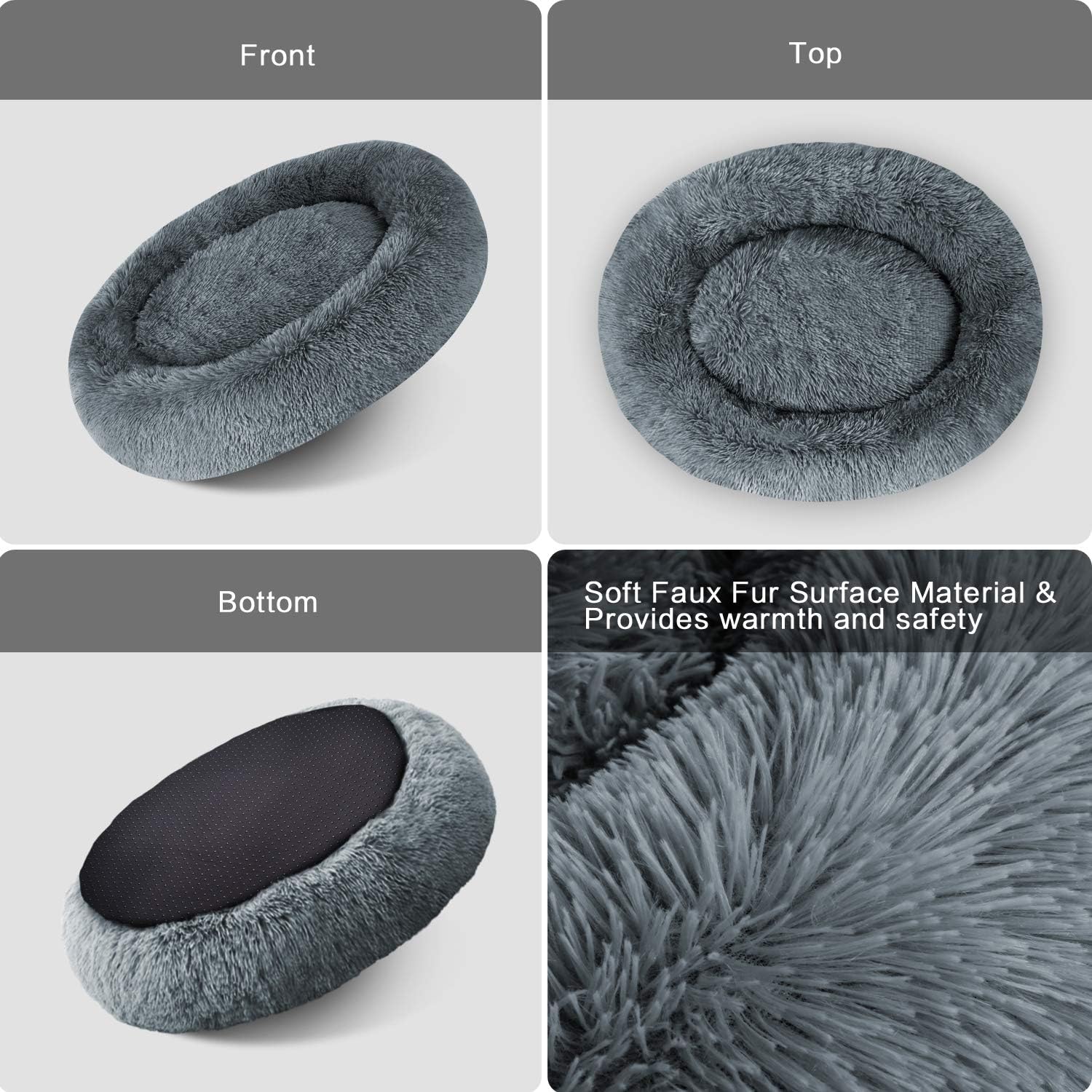 Cuddler Dog Bed - Soft Faux Fur Donut Pillow Design | Machine Washable & Non-Slip | Perfect for All Breeds