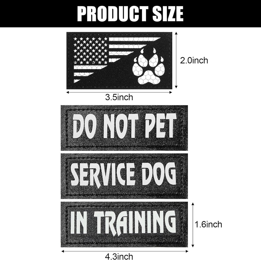 Enhance Your Dog's Safety with 8 Reflective Service Dog Vest Patches - Do Not Pet in Training Tactical Patches with Paw and Flag Designs