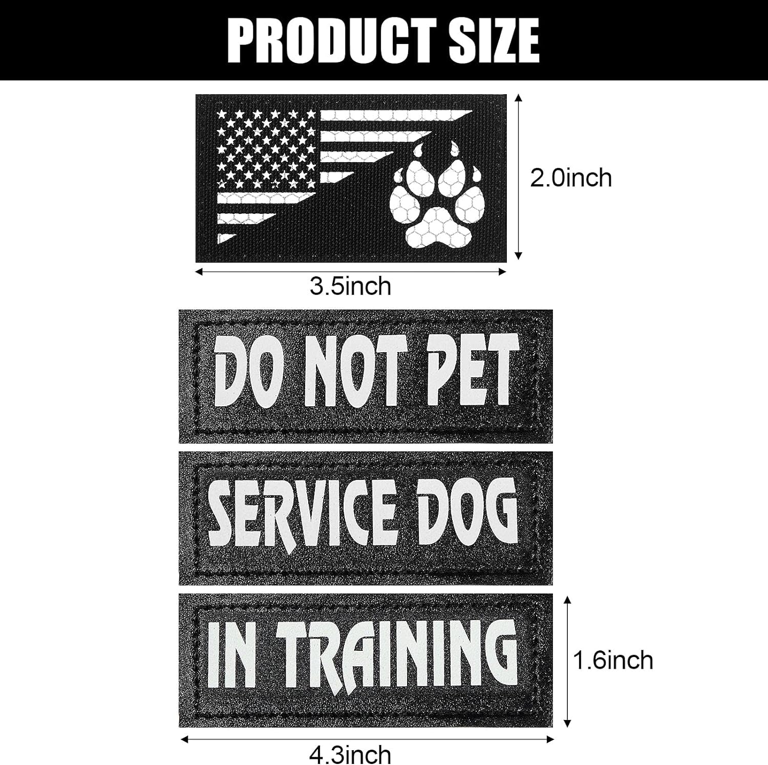 Enhance Your Dog's Safety with 8 Reflective Service Dog Vest Patches - Do Not Pet in Training Tactical Patches with Paw and Flag Designs