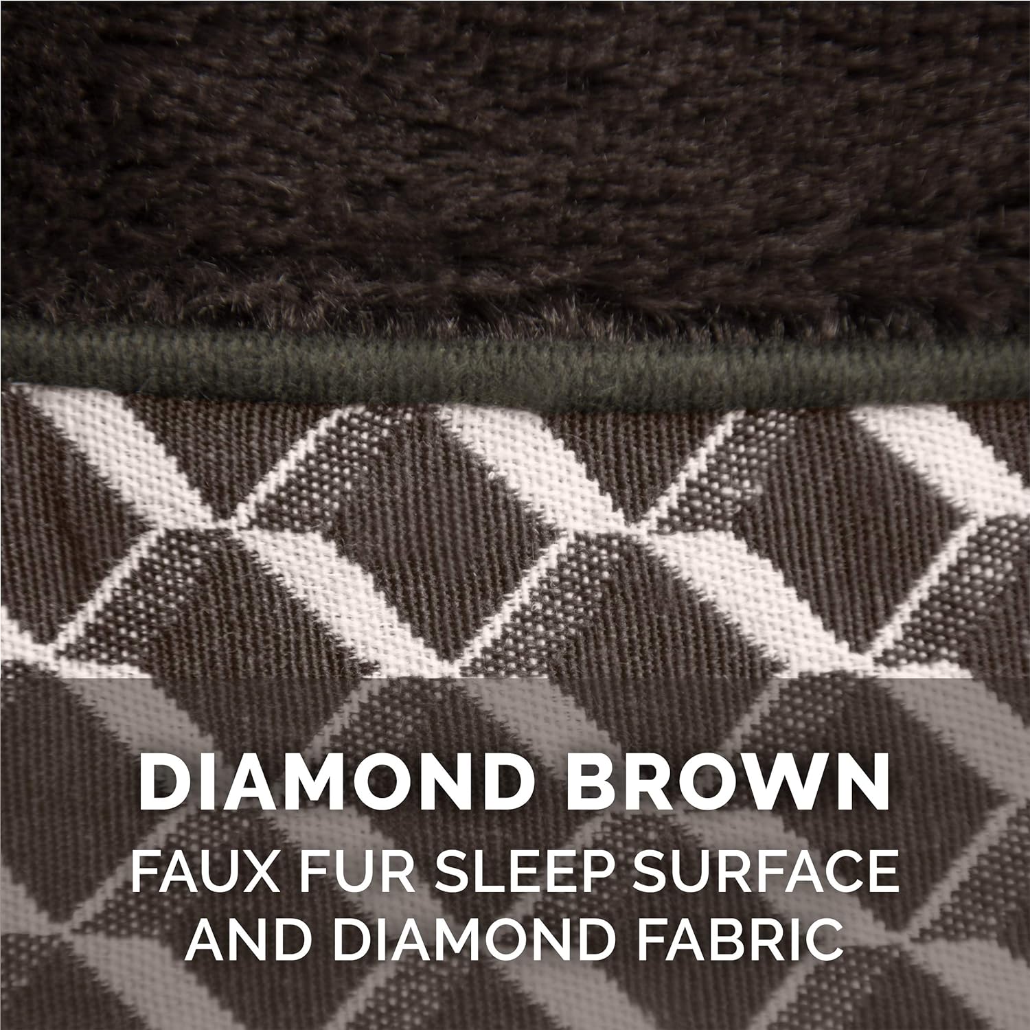 Luxurious Pillow Dog Bed for Large & Medium Dogs with Removable Bolsters & Washable Cover - Plush Diamond Brown Comfy Couch Sofa