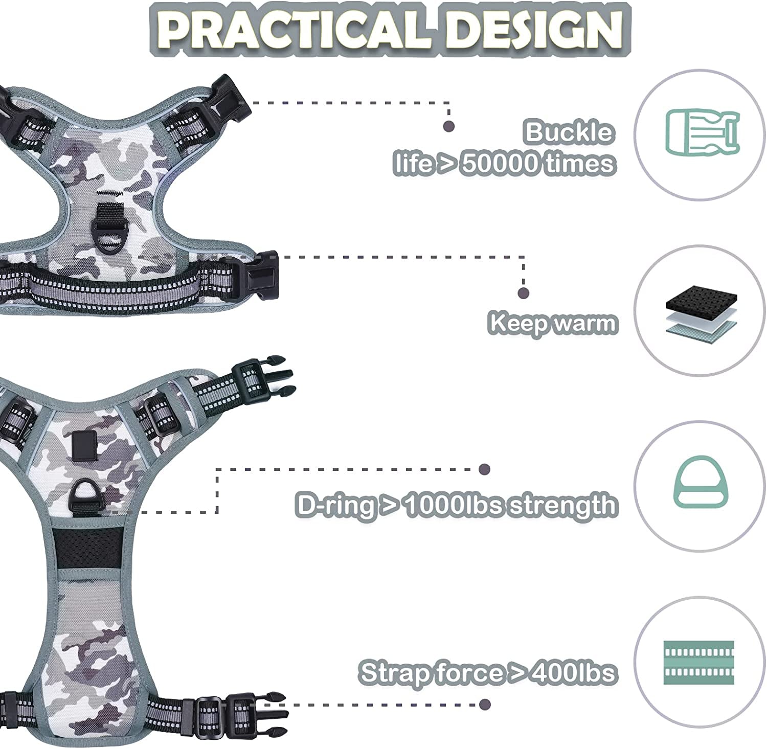 Waldseemuller No Pull Dog Harness - Ultimate Comfort and Control for Medium to Large Dogs