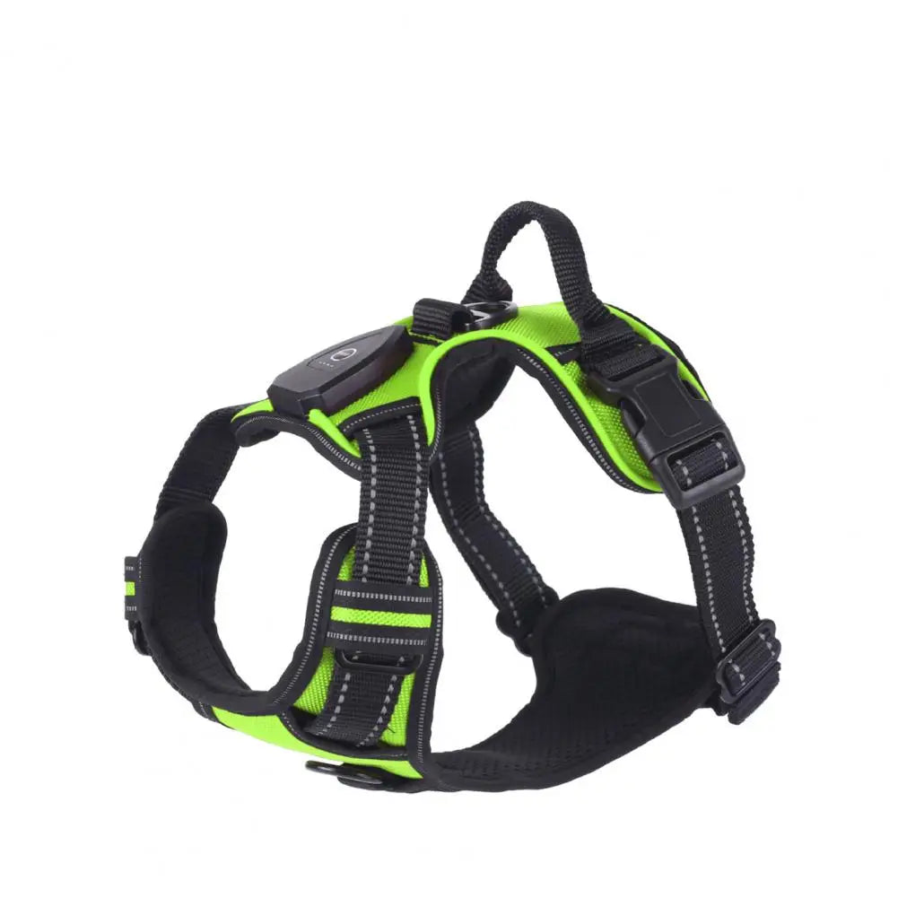 Illuminate Your Night Walks with the Adjustable Rechargeable LED Pet Harness - Perfect for Small to Medium Dogs!