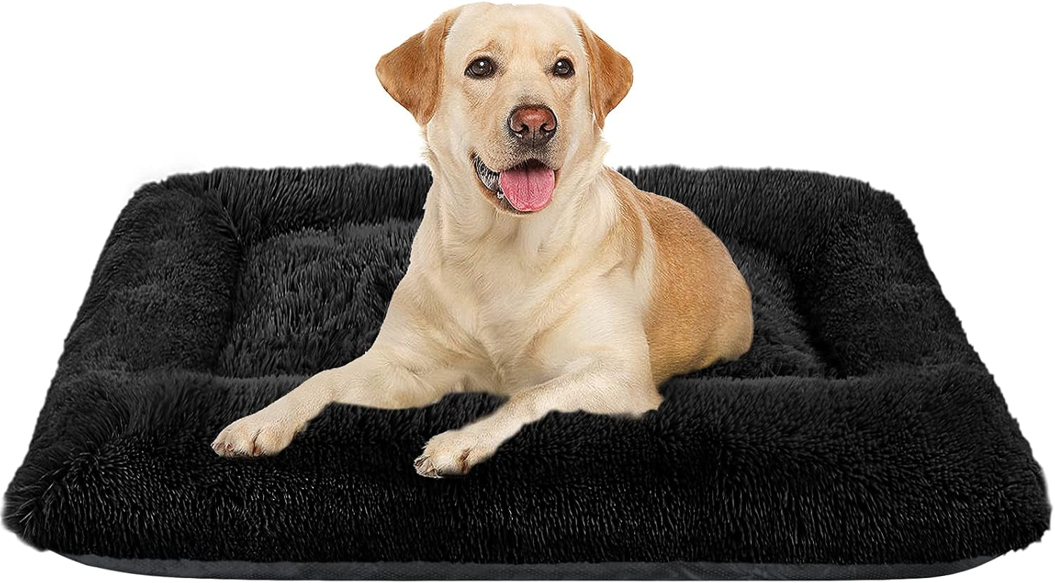 Luxurious Calming Dog Bed - Plush Faux Fur Mat with Non-Slip Bottom for Medium to Large Dogs and Cats