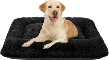 Luxurious Calming Dog Bed - Plush Faux Fur Mat with Non-Slip Bottom for Medium to Large Dogs and Cats