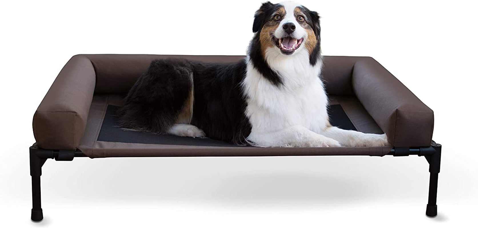 Ultimate Comfort for Your Furry Friend: Original Bolster Elevated Dog Bed - Chocolate/Black Mesh, Large 30" x 42"