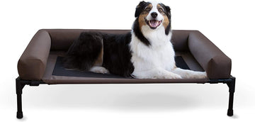 Ultimate Comfort for Your Furry Friend: Original Bolster Elevated Dog Bed - Chocolate/Black Mesh, Large 30" x 42"