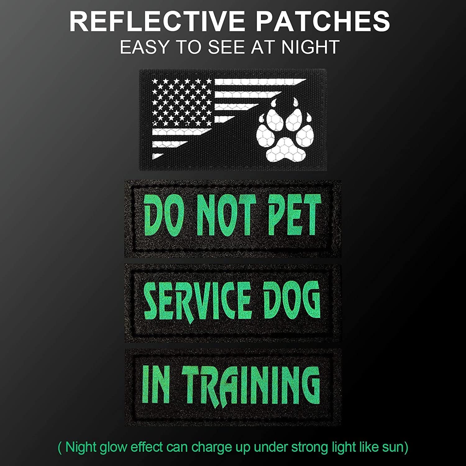 Enhance Your Dog's Safety with 8 Reflective Service Dog Vest Patches - Do Not Pet in Training Tactical Patches with Paw and Flag Designs