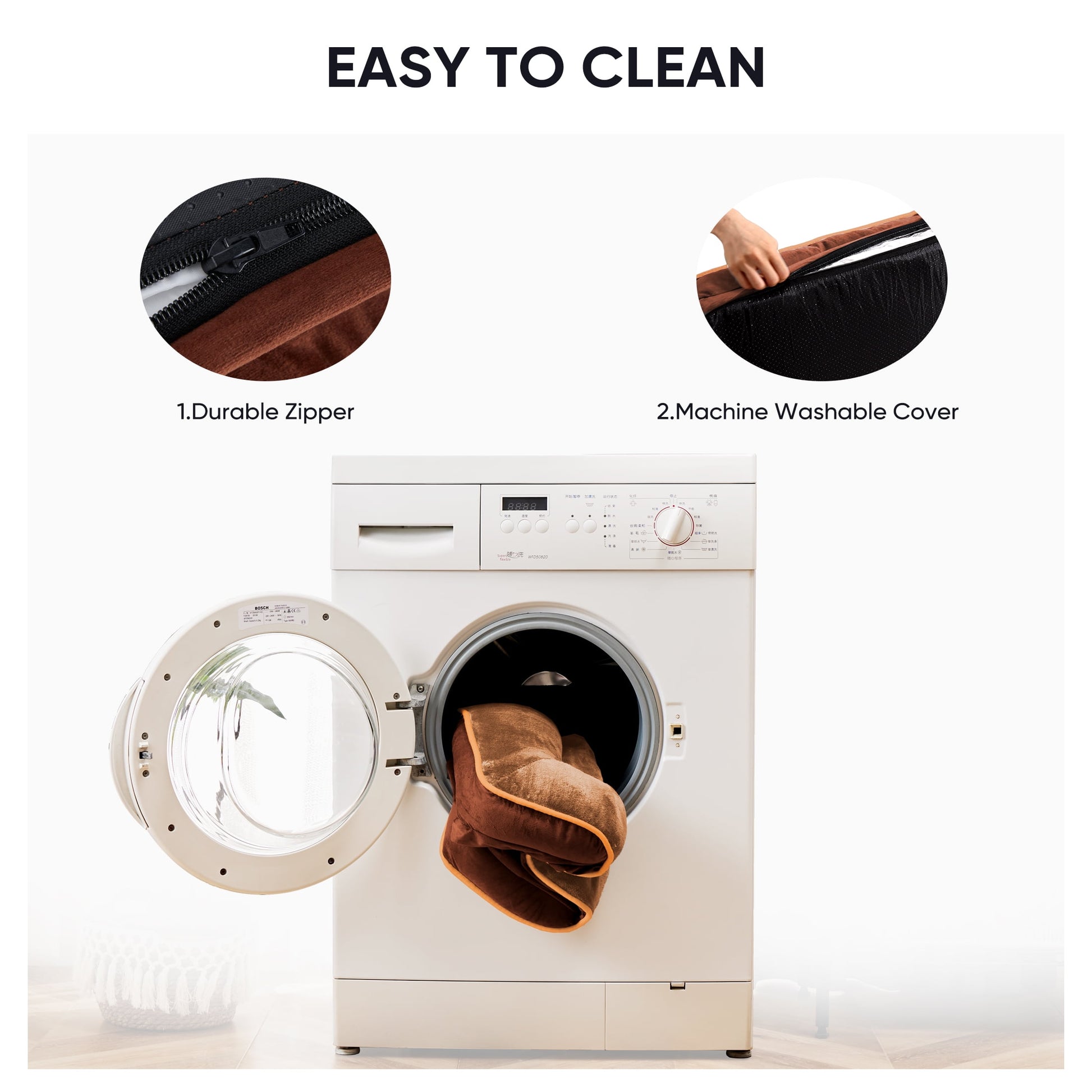 Cozy Orthopedic Dog Sofa Bed - 24"x18" Small Memory Foam Pet Couch with Removable Washable Cover in Brown