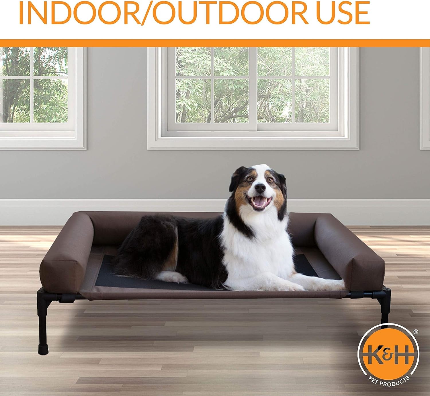 Ultimate Comfort for Your Furry Friend: Original Bolster Elevated Dog Bed - Chocolate/Black Mesh, Large 30" x 42"