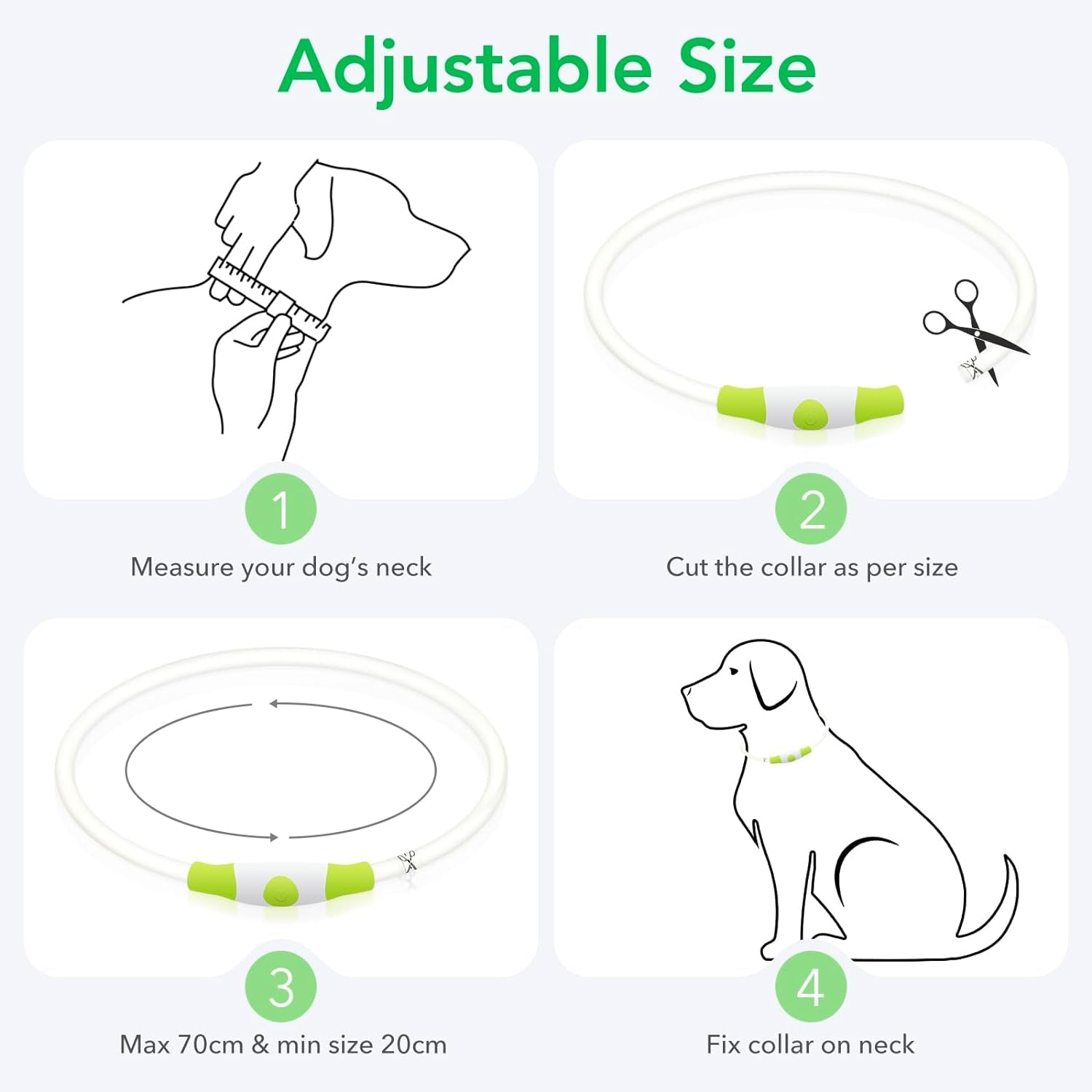 Illuminate Your Dog's Safety with Our USB Rechargeable LED Dog Collar - Perfect for All Breeds in Vibrant Cyan