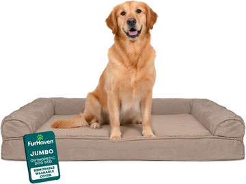 Luxurious Orthopedic Dog Bed with Removable Bolsters & Washable Cover - Perfect for Large Dogs up to 95 lbs - Stylish Woodsmoke Color