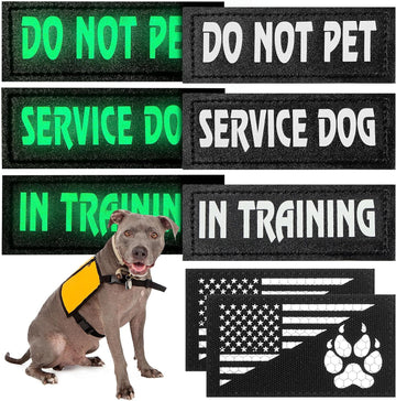 Enhance Your Dog's Safety with 8 Reflective Service Dog Vest Patches - Do Not Pet in Training Tactical Patches with Paw and Flag Designs
