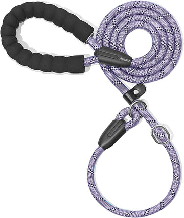 Durable Slip Lead Dog Leash with Padded Handle and Highly Reflective Threads, No Pull Dog Training Leash, (1/2" X 6 FT, Lavender)
