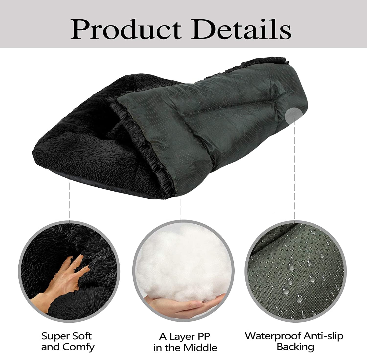 Luxurious Calming Dog Bed - Plush Faux Fur Mat with Non-Slip Bottom for Medium to Large Dogs and Cats